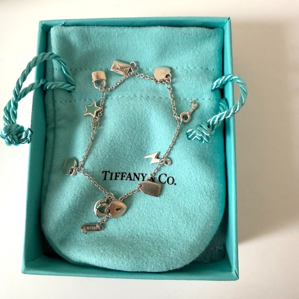 Authentic Tiffany & Co. Mini Love Notes 925 Sterling Silver Charm Bracelet